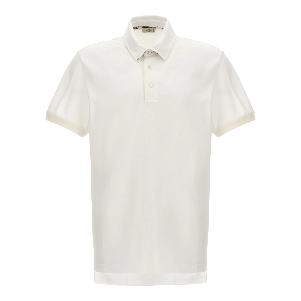 Etro Men's White Polo Shirts, 2XL, Logo Polo Shirt
