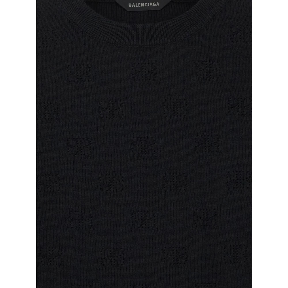 Balenciaga Wollen Gebreide Trui Black Dames