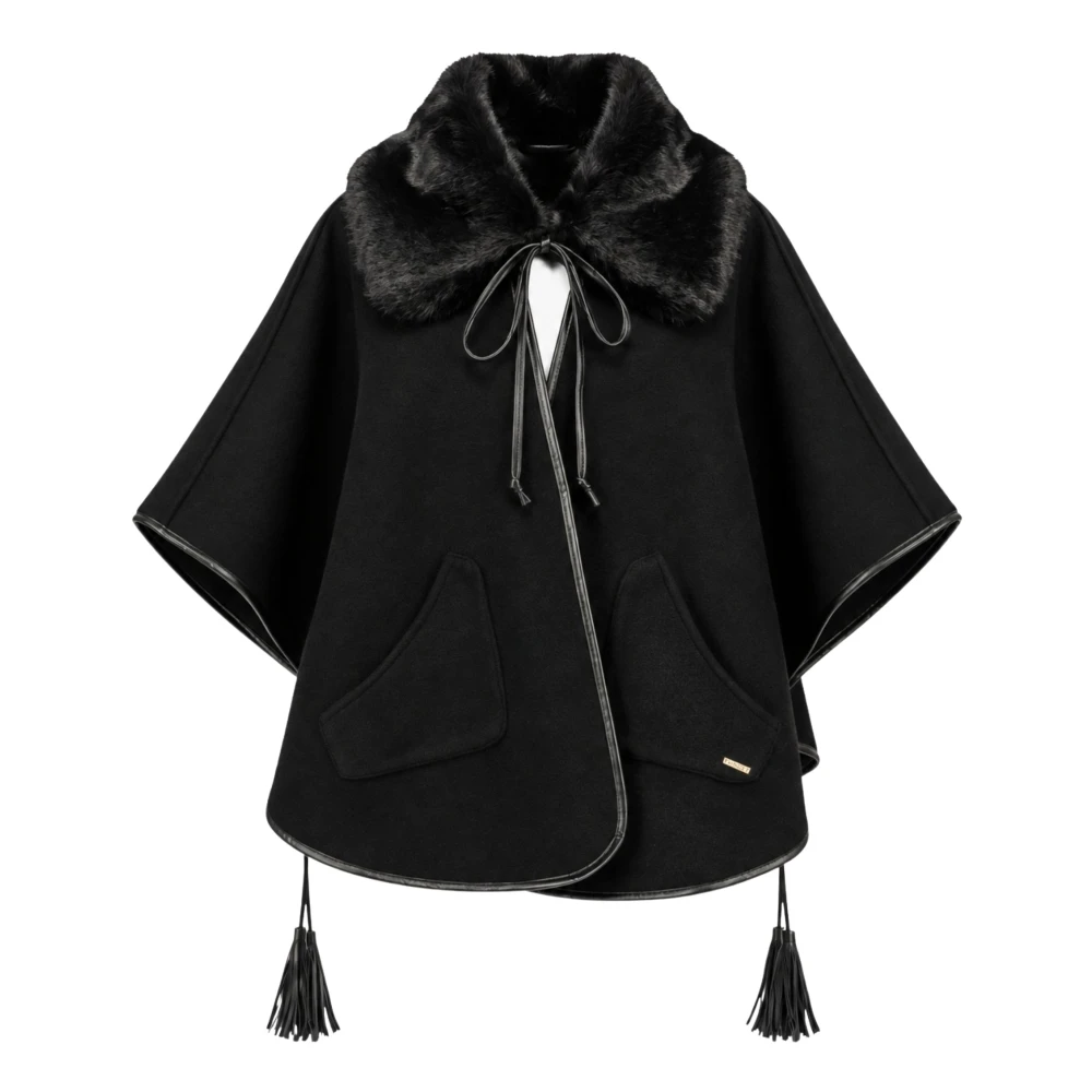 Twinset Poncho - Female - Ponchos - Black - One Size - Jackets