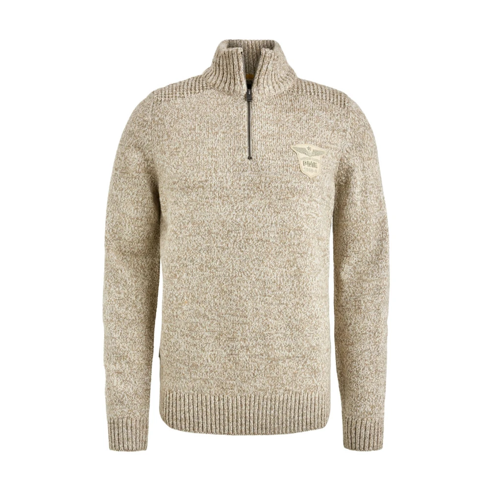 PME Legend Zware Gebreide Pullover R-Hals Trui Beige Heren