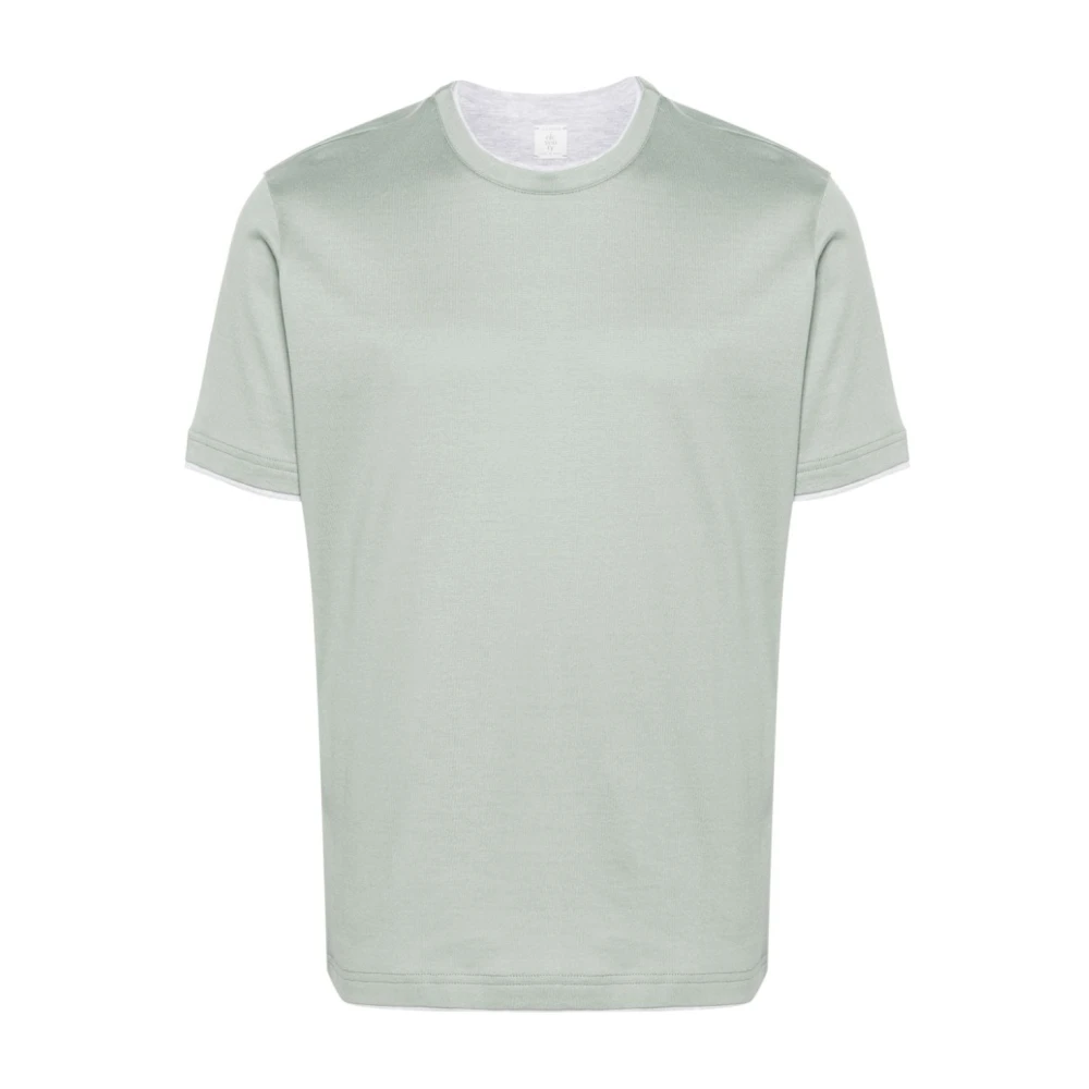 Eleventy Gelaagd katoenen T-shirt Saliegroen Green Heren