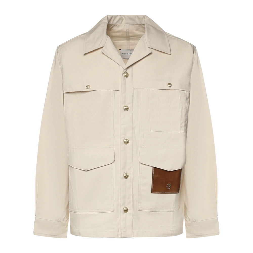Drole De Monsieur Men's White Light Jackets, M, Veste Coton A Poches