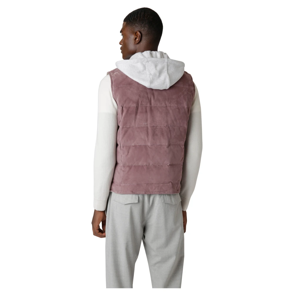 Eleventy Suede Hooded Gewatteerde Sportieve Gilet Red Heren