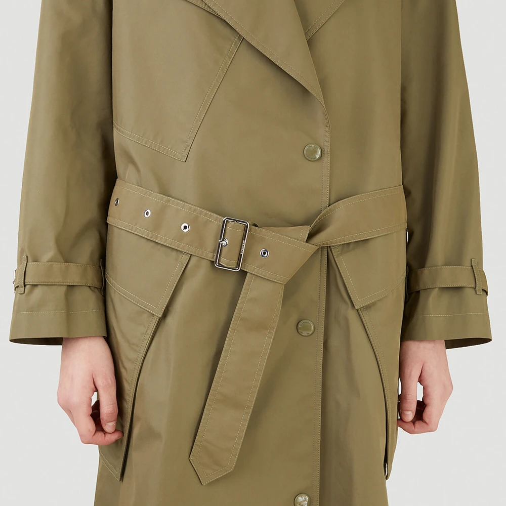 Burberry Gabardine Oversized Trench Coat Green Dames