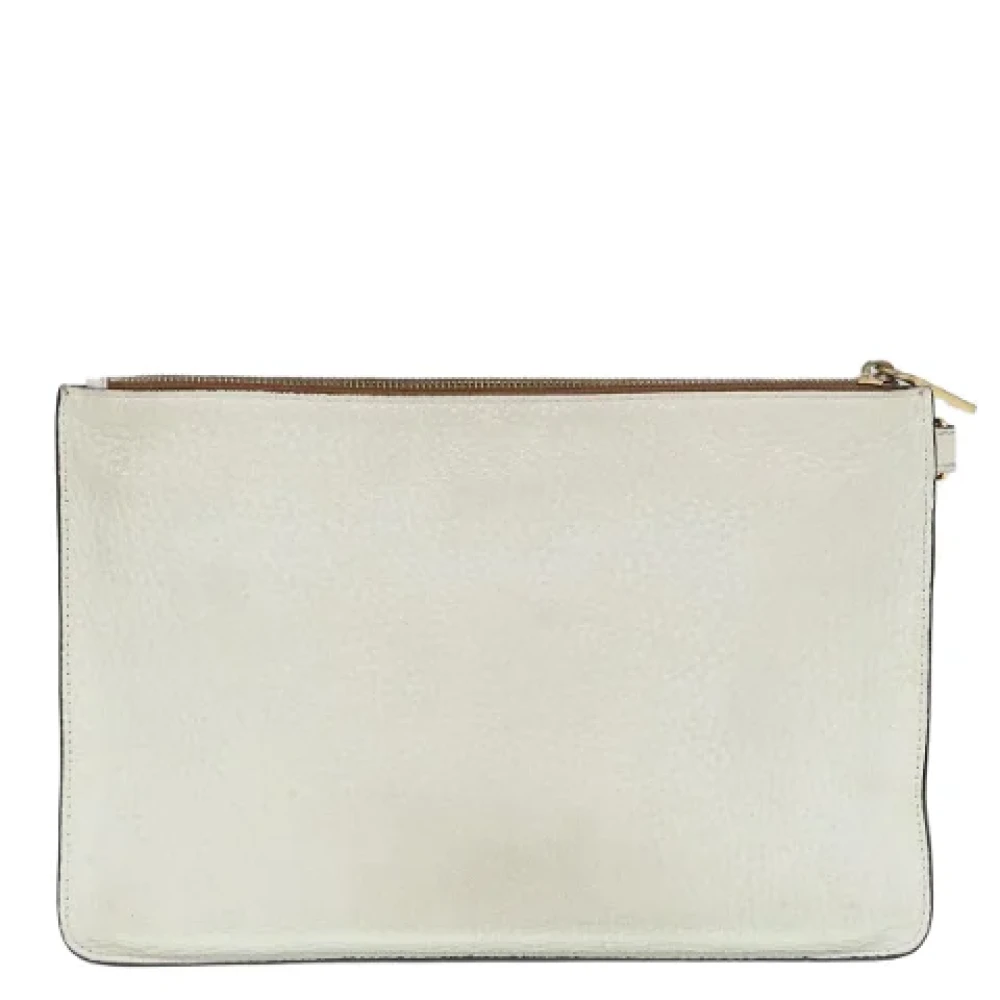 Fendi Vintage Pre-owned Leather clutches Beige Dames