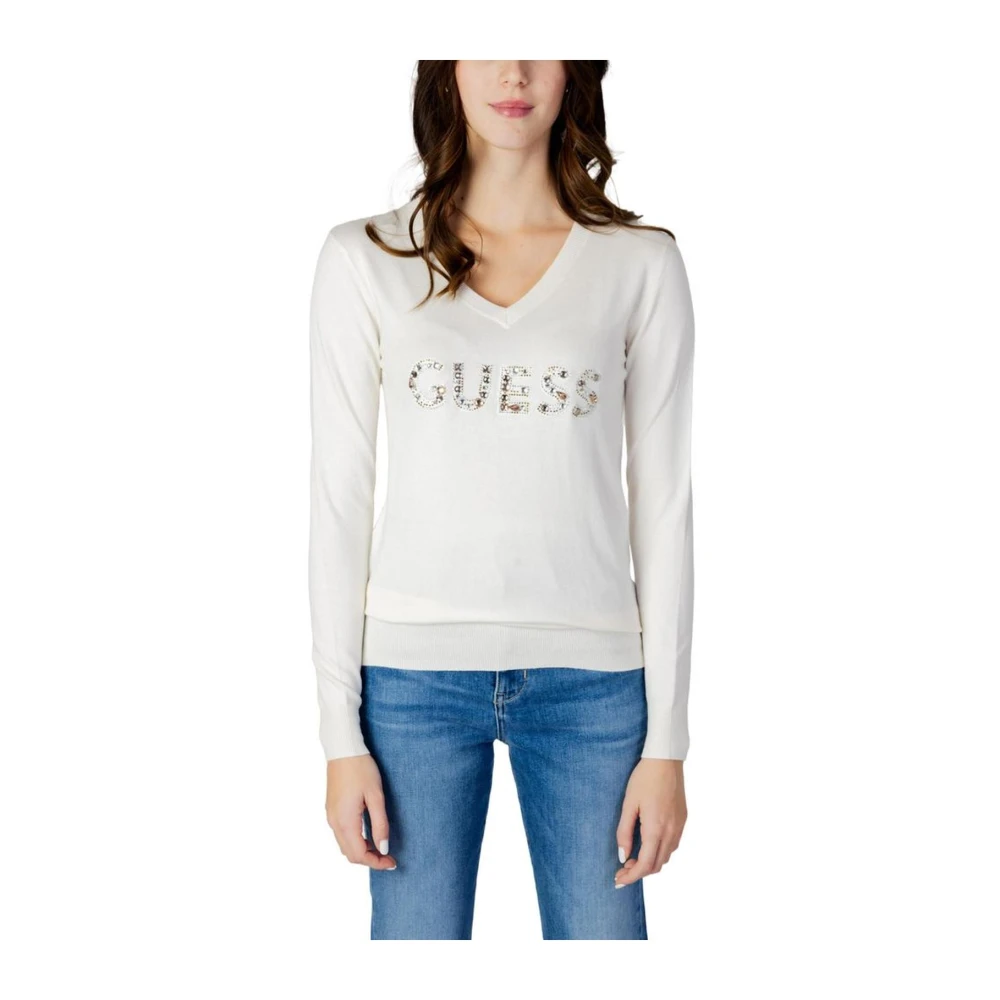 Guess Hailey Logo Dames Lente Zomer Shirt White Dames