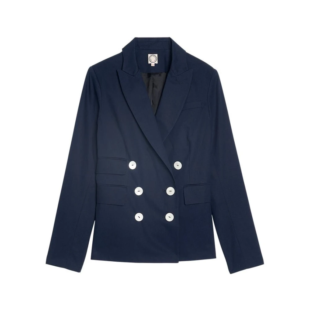 Ines De La Fressange Paris Navy Blauw Ottomaans Pak Jas Blue Dames