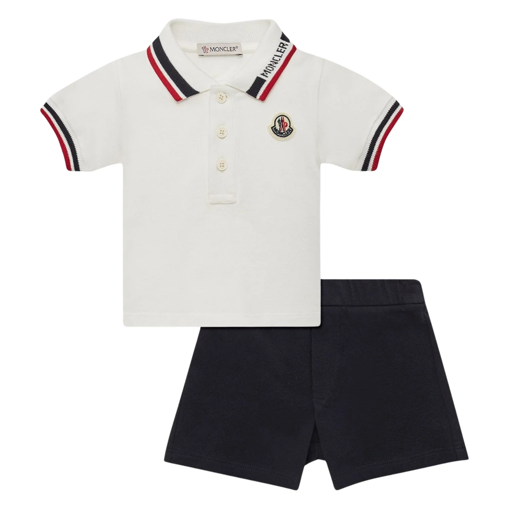 Moncler Blue Kids Sets, Male, 6 M, Polo Shirt And Shorts Set