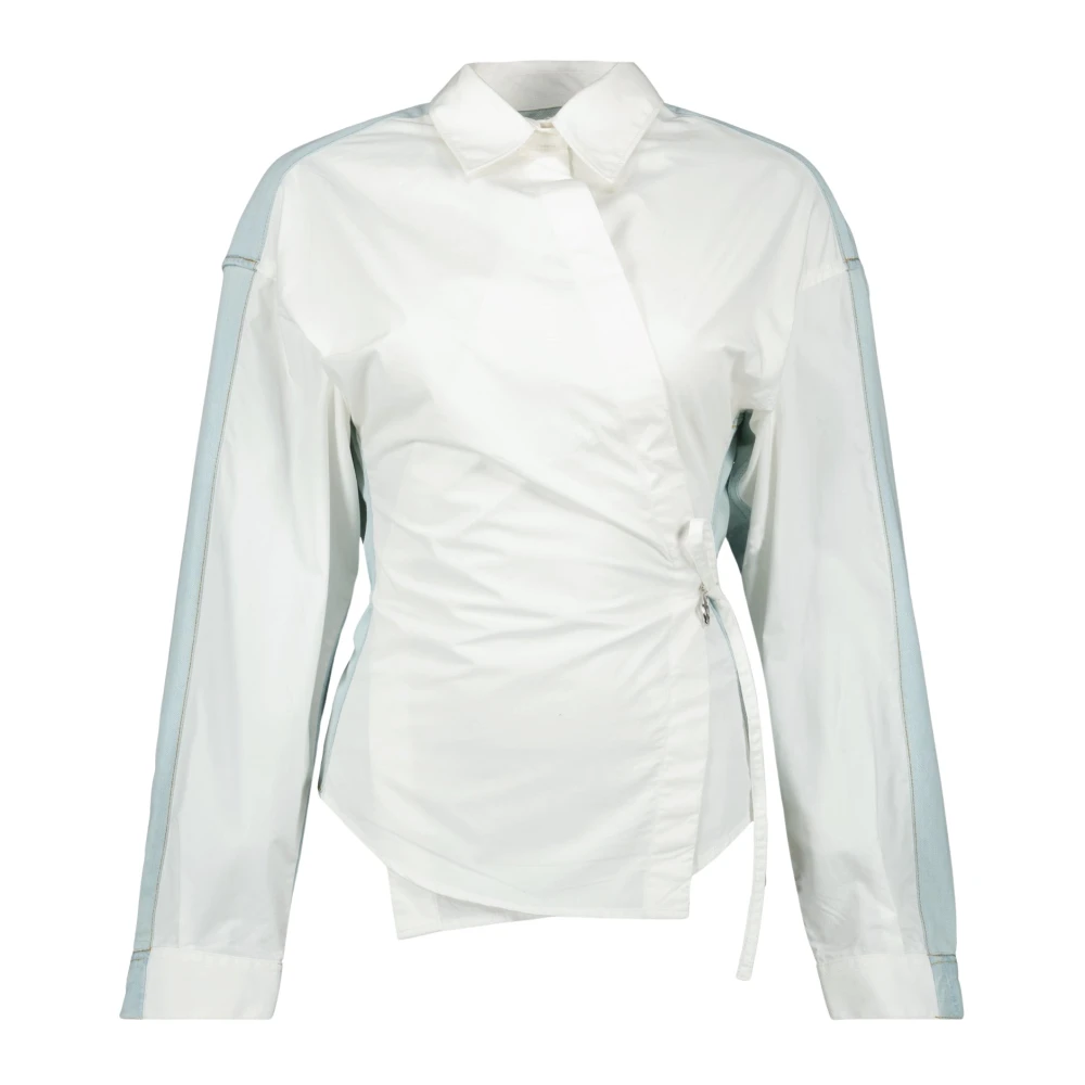 Diesel Women's White Shirts, S, V-Neck Shirt
