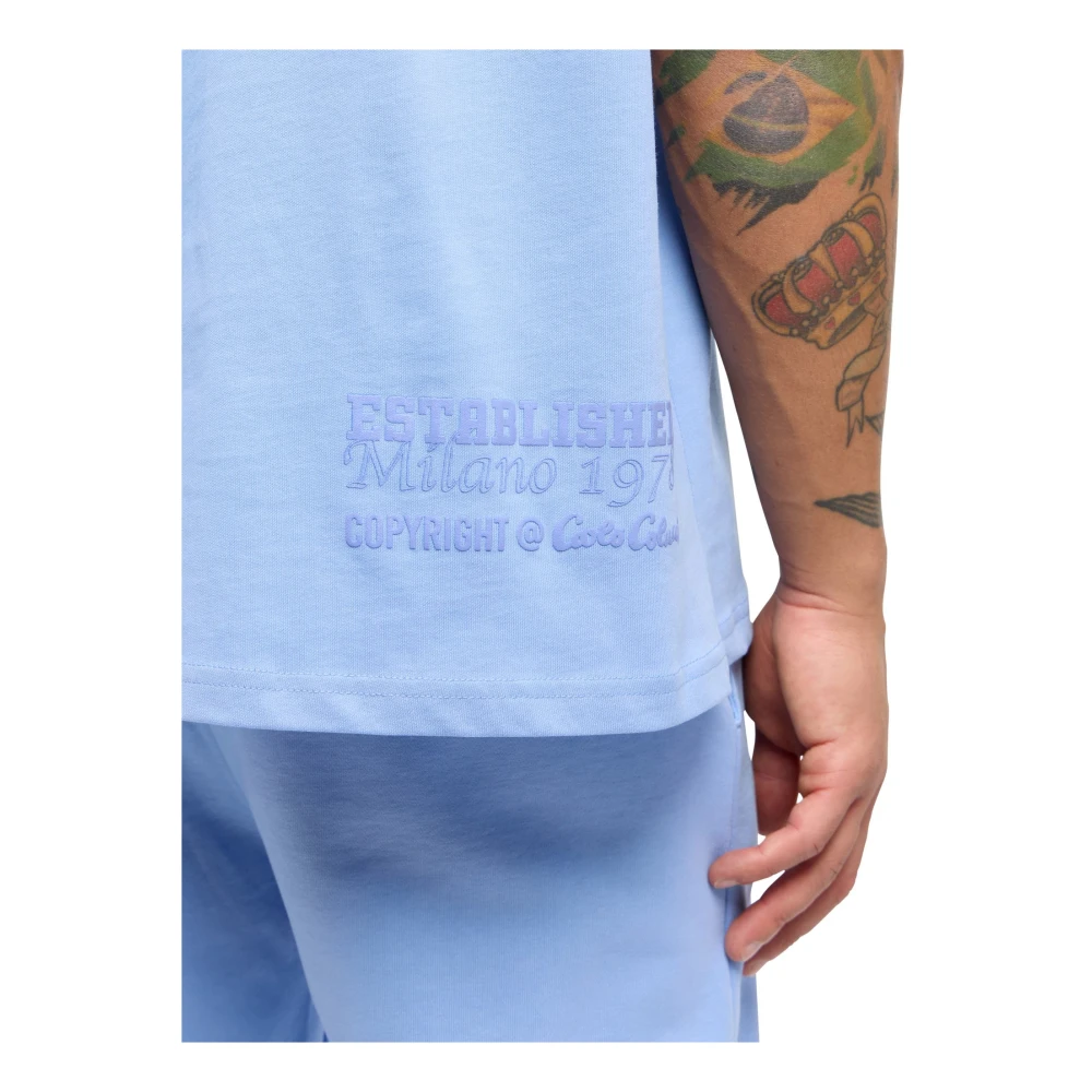 carlo colucci Premium 3D Logo Oversize T-Shirt Blue Heren
