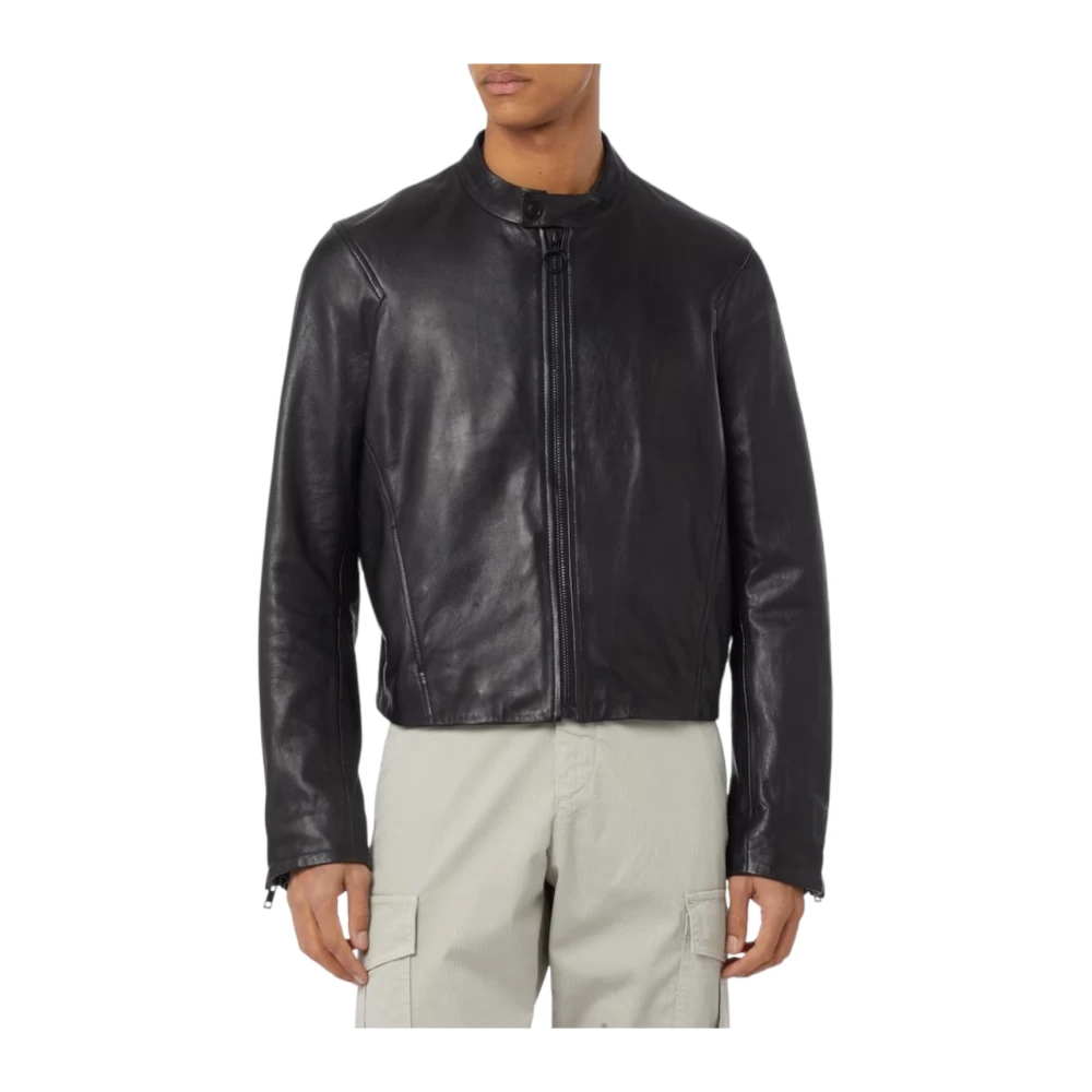 Trussardi Leren Jas Black Heren