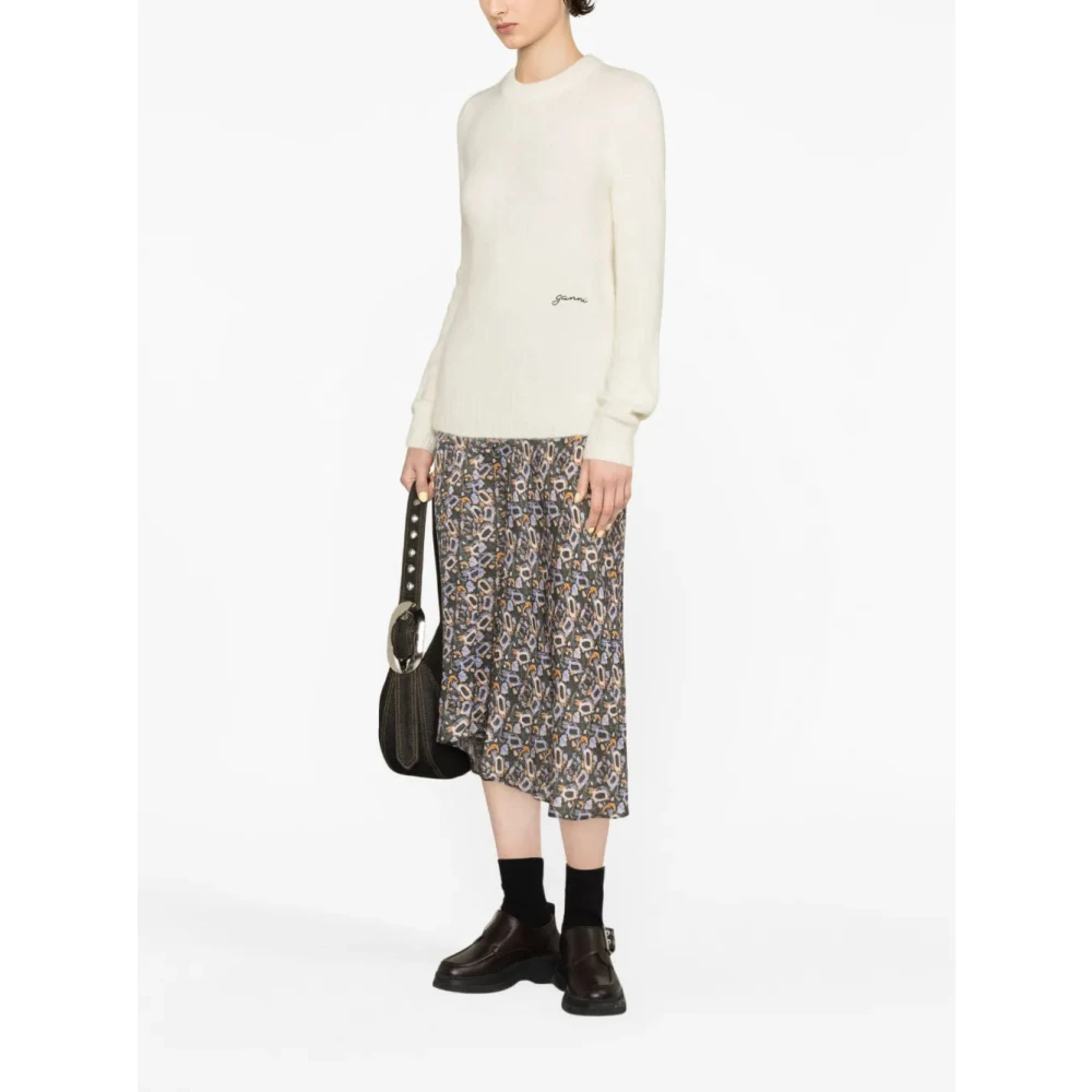 Ganni Luxe Geborstelde Alpaca Trui White Dames
