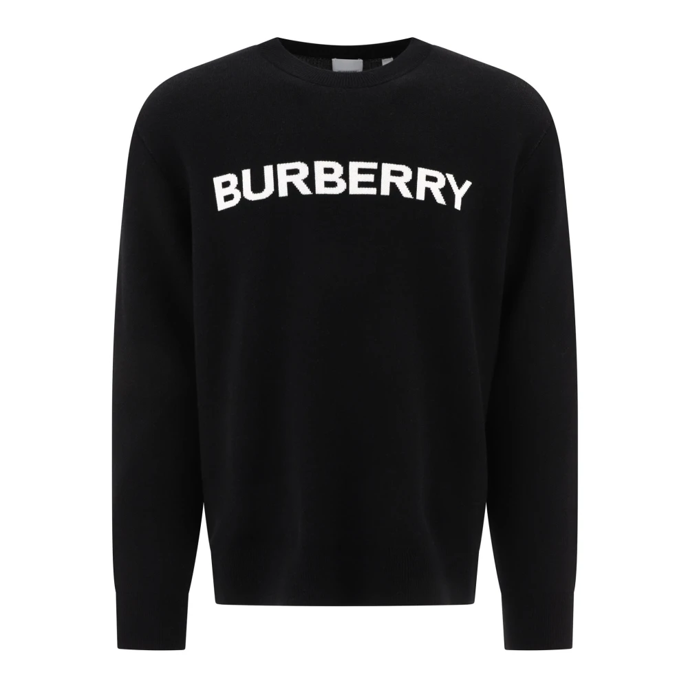 Burberry Zwarte Trui Regular Fit Geschikt voor Koud Weer 74% Wol 26% Katoen Black