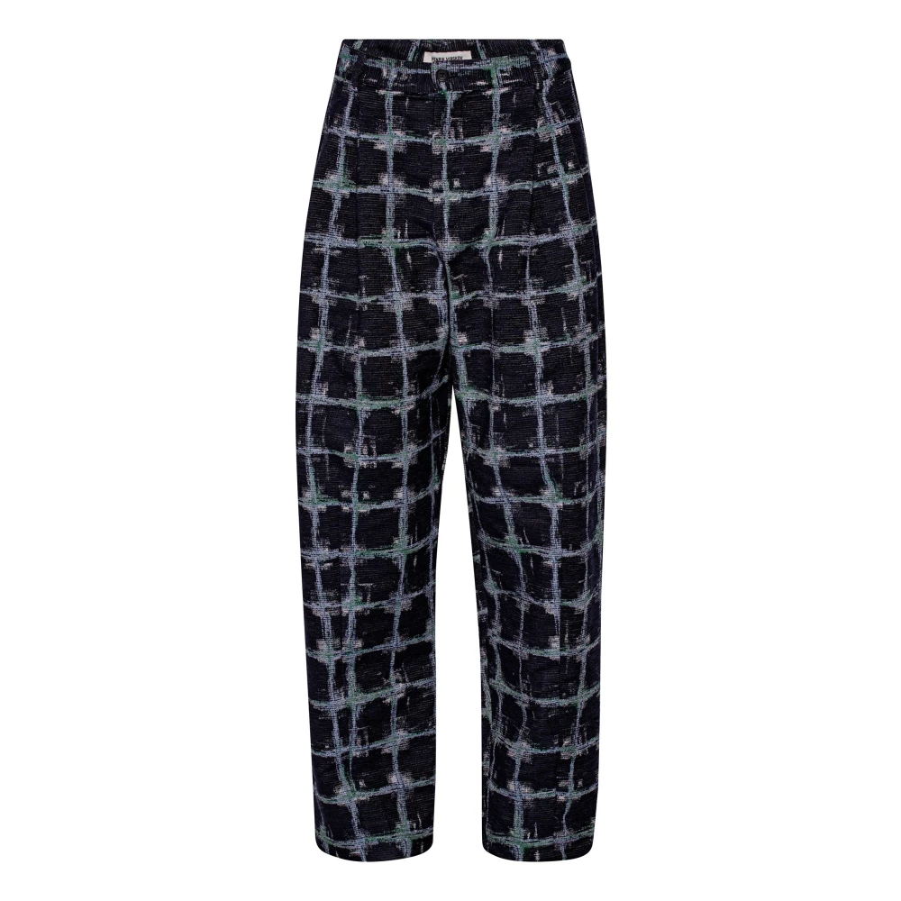 Henrik Vibskov Navy Grid Print Broek Multicolor Heren