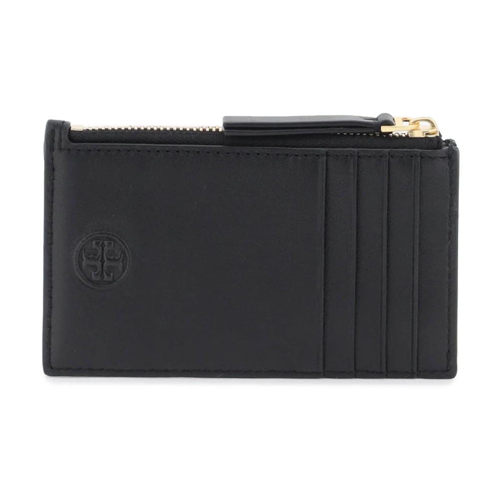 TORY BURCH Gestikt Leren Kaarthouder Black Dames
