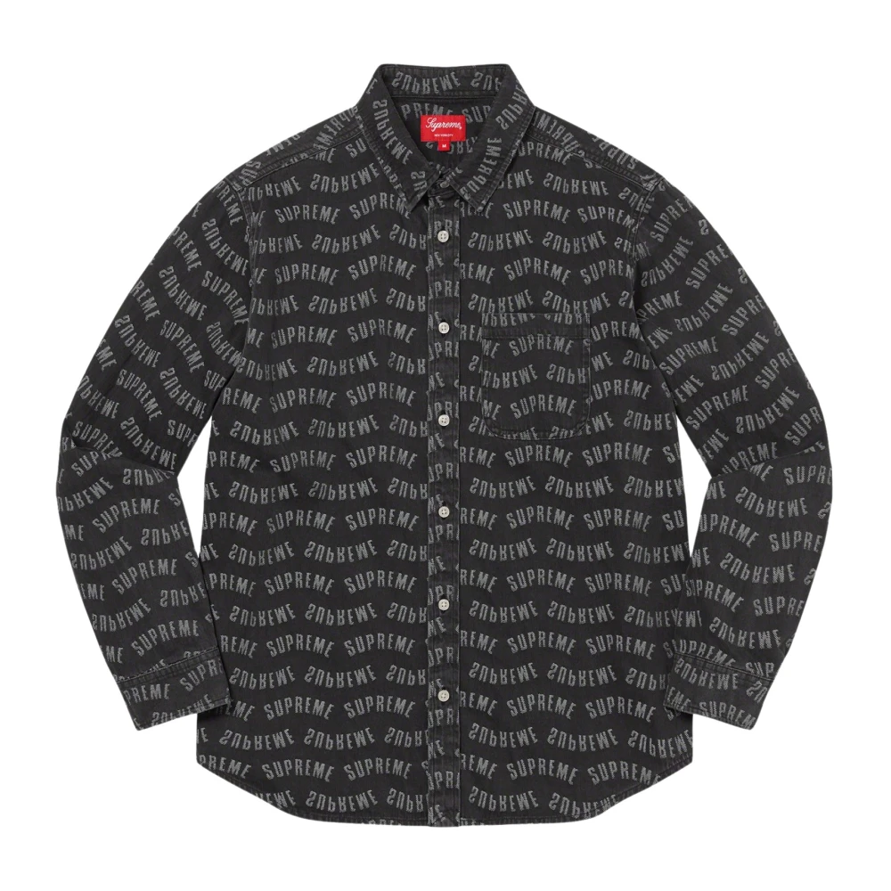 Supreme Zwarte Jacquard Denim Overhemd Limited Edition Black Heren