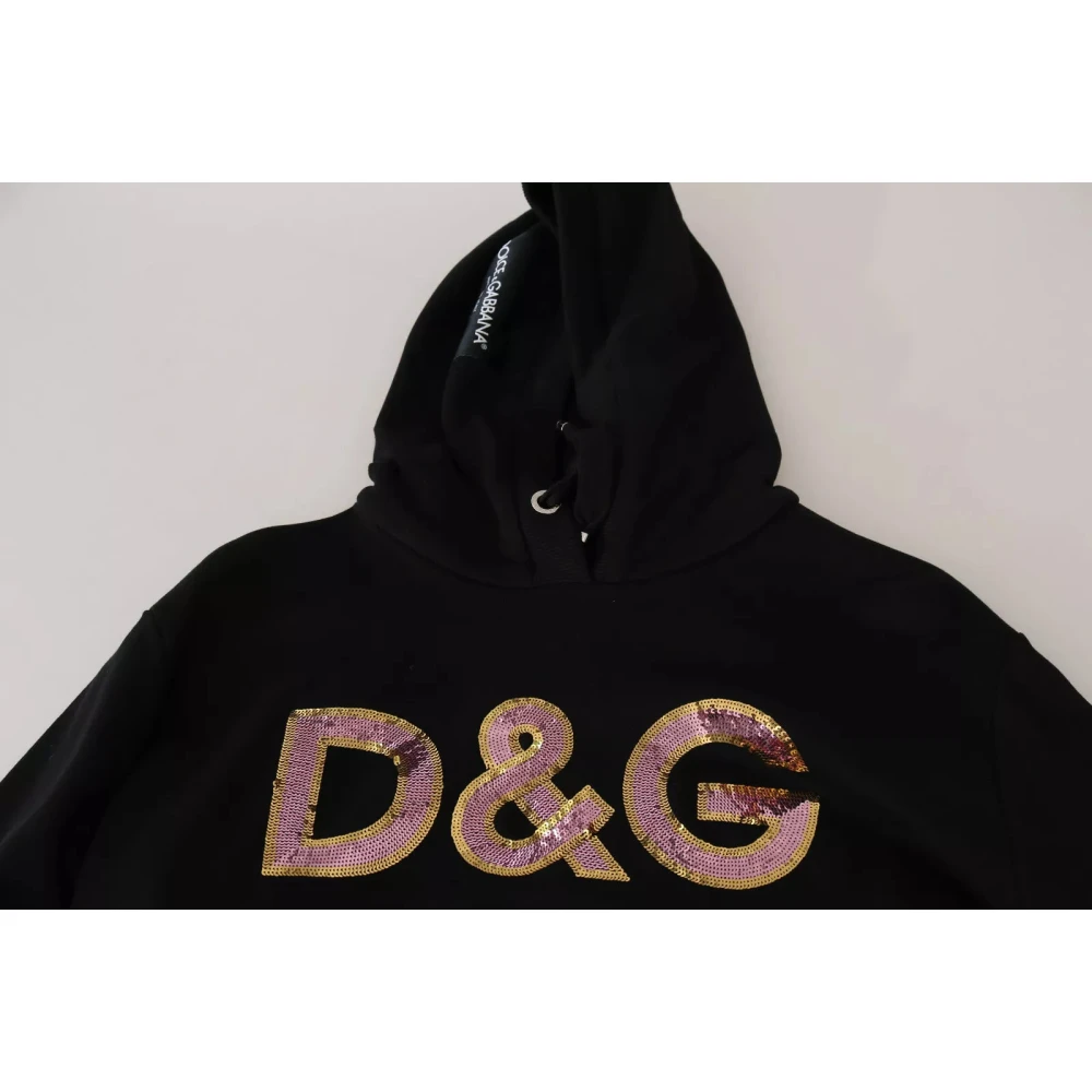 Dolce & Gabbana Paillet Hooded Pullover Sweater Black Dames