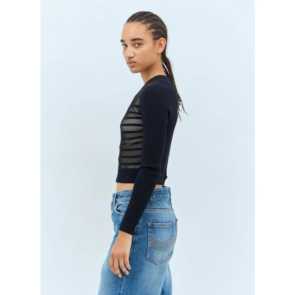 Jean Paul Gaultier Mesh Overlay Sweater Black Dames