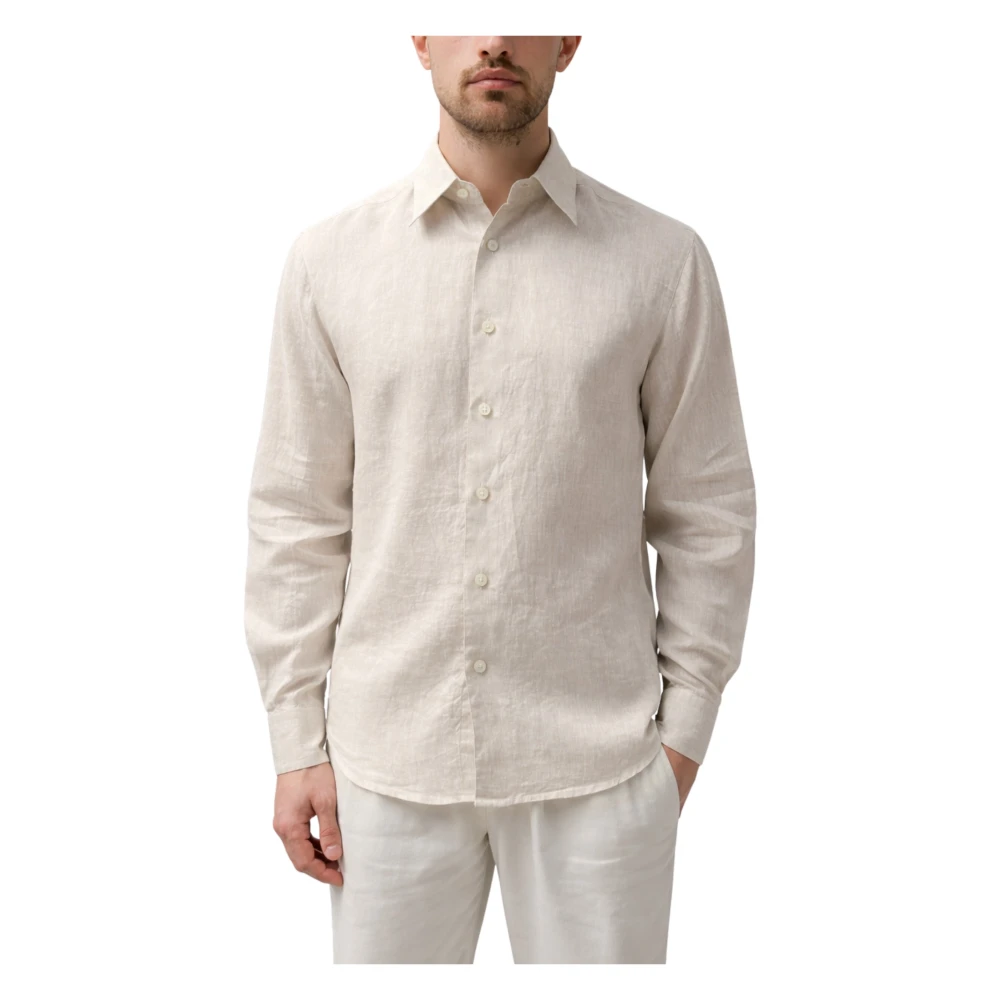 Xacus Hombre Beige - Camisa De Lino De Corte Regular - Shirts - Xl