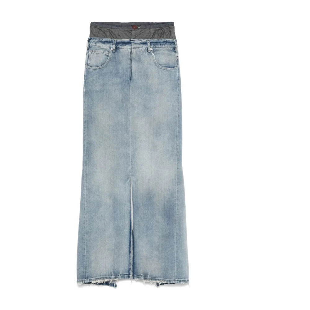 Maison Margiela Women's Blue Denim Skirts, 2XS, Elegant Maxi Skirt