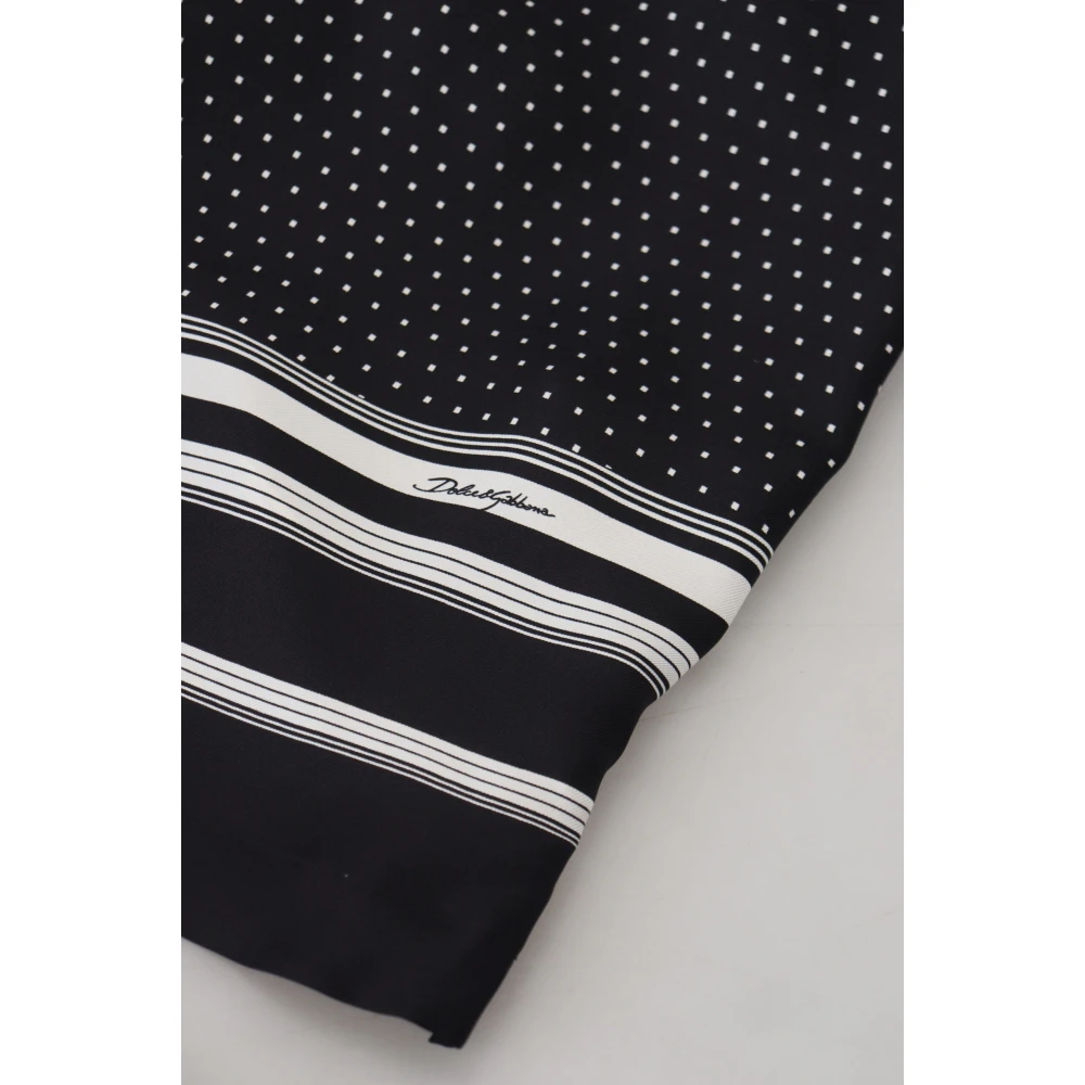 Dolce & Gabbana Zwart Witte Polka Dot Zijden Pyjama Top Black Heren