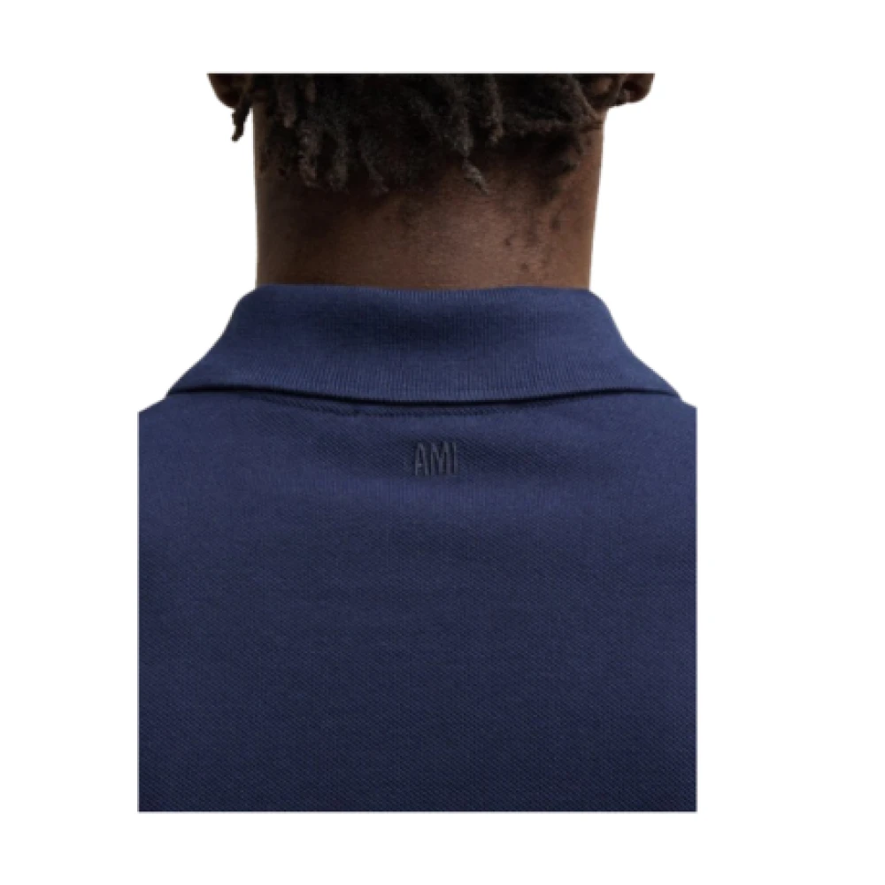 Ami Paris Klassiek Hart Ontwerp Unisex Polo Shirt Blue Heren