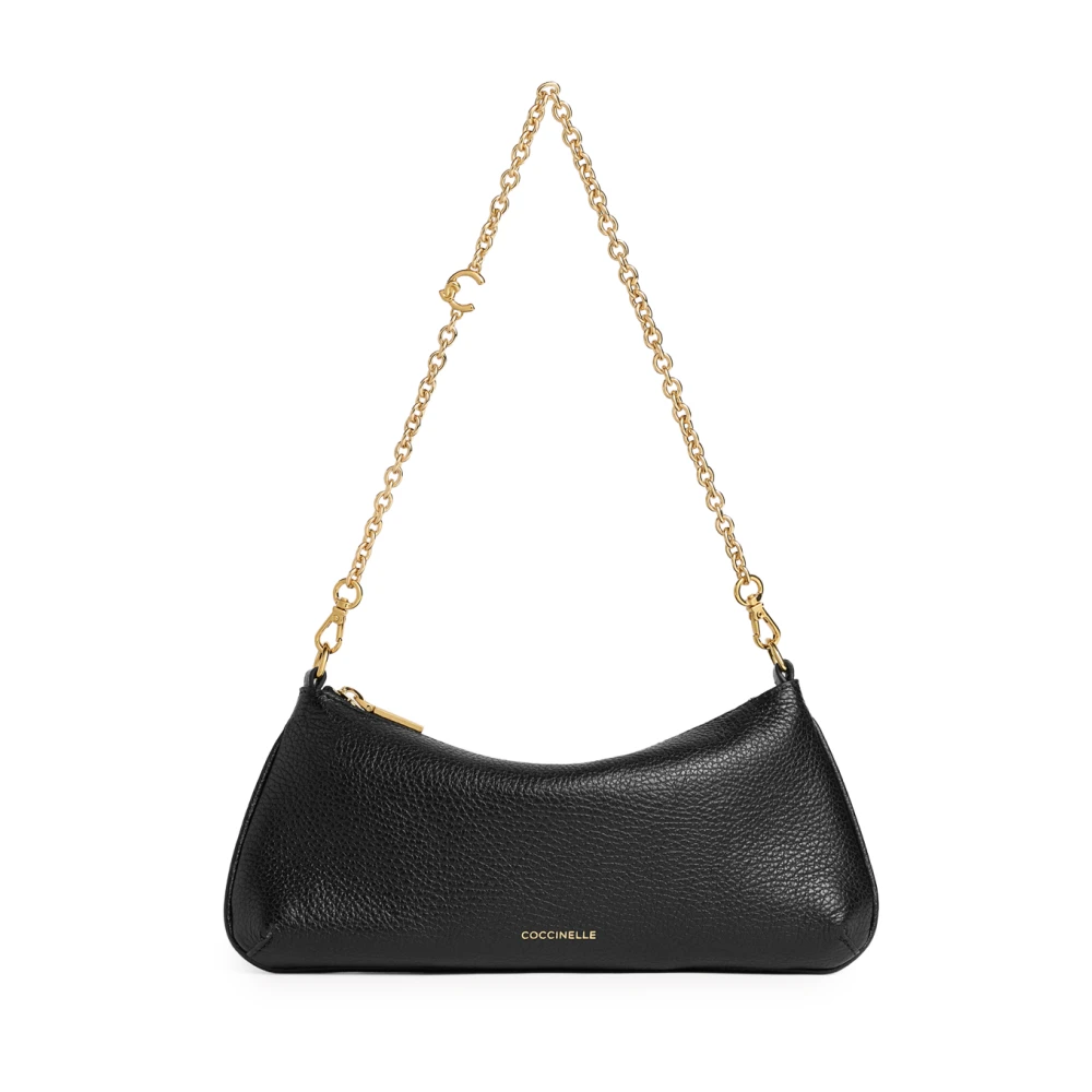 Coccinelle Donna Nero Donne, Borsa A Mano, Borsetta C-Me Chain Mini In Pelle Martellata, - Immagine 4