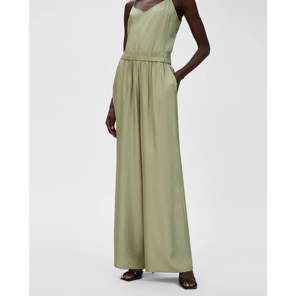IVY OAK Wijde Pijp Elastische Taille Broek Green Dames