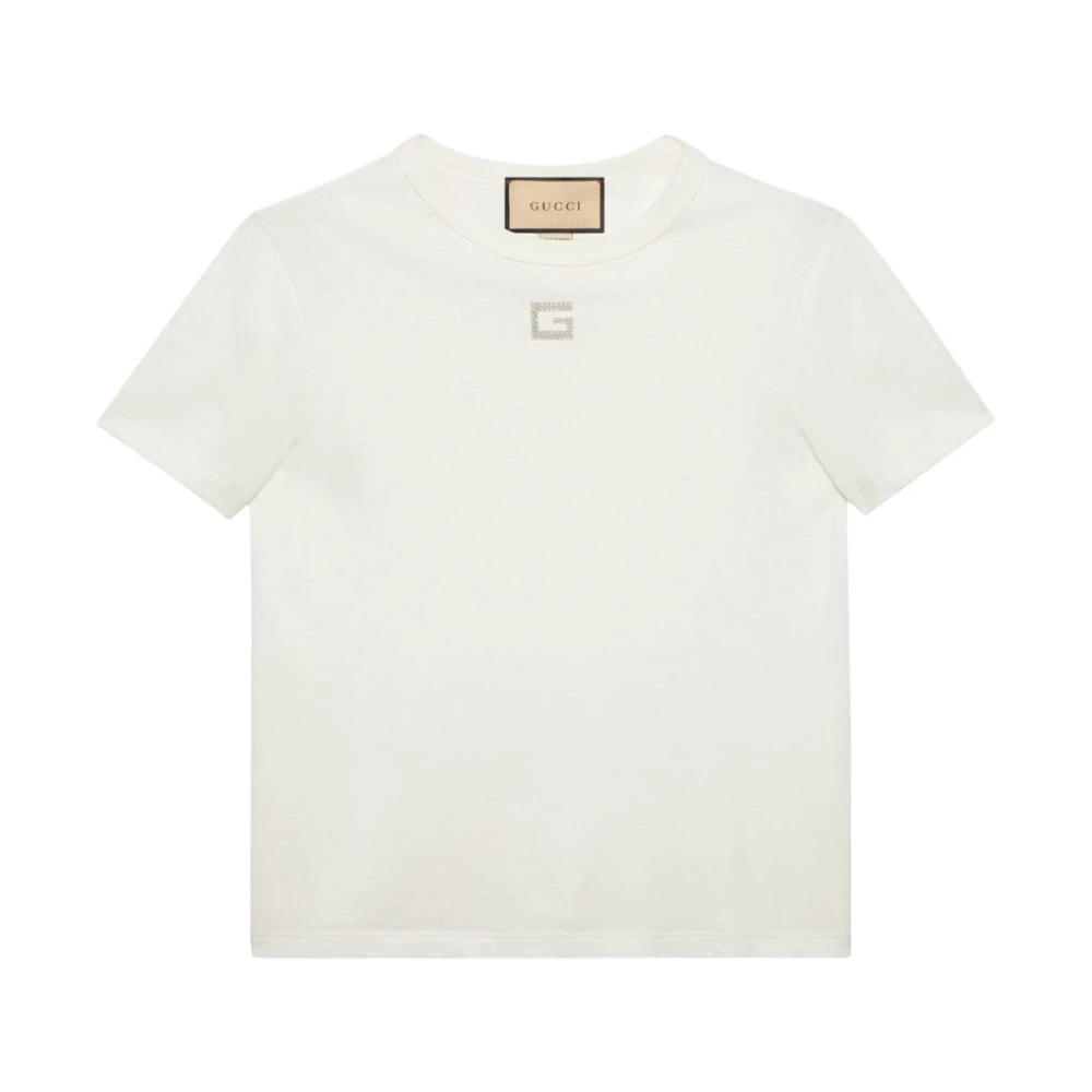 Gucci Kristallen Versierd T-shirt White Dames