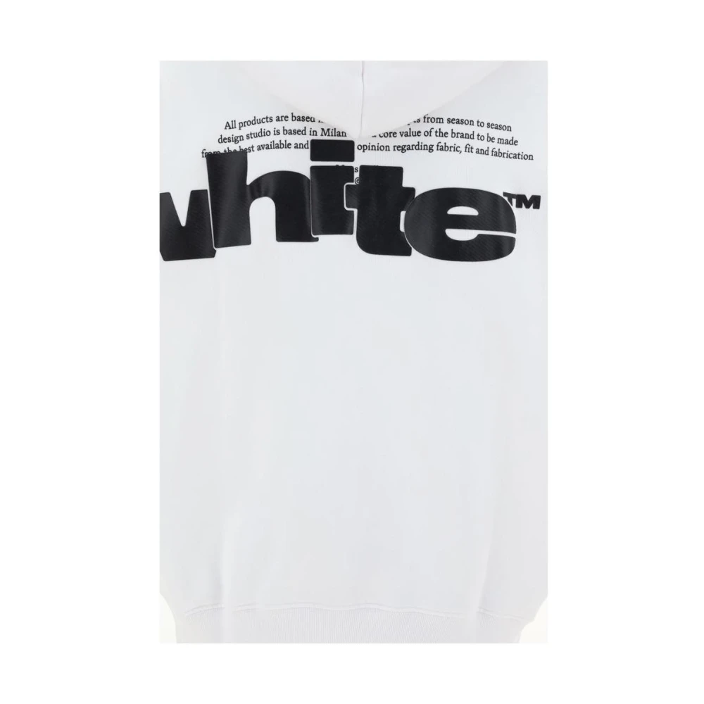 Off White Oversized Katoenen Hoodie met Kangoeroezak White Heren