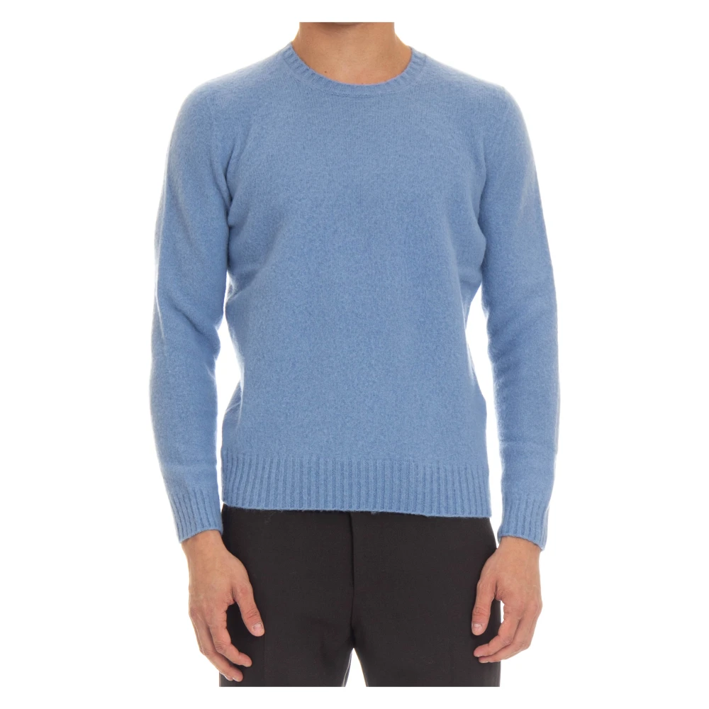 Drumohr Blauwe Crew Neck Sweater Zachte Touch Blue Heren