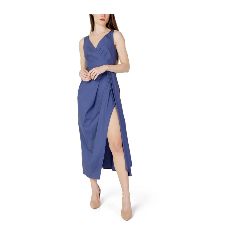 Sandro Ferrone Katoenen Lange Jurk Lente Zomer Collectie Blue Dames