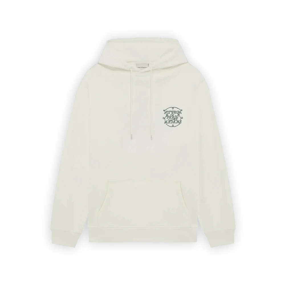 Drole De Monsieur Men's White Hoodies, M, Slogan Tresses Hoodie