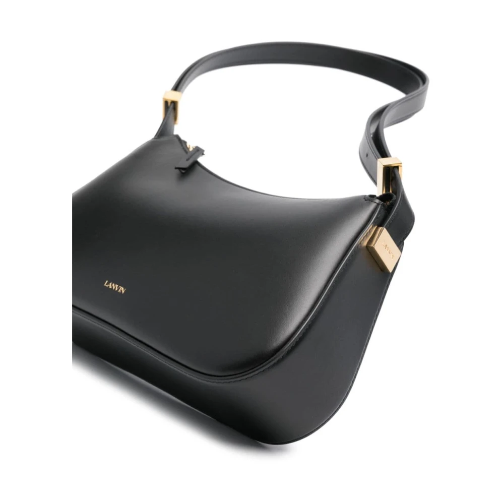 Lanvin Zwarte Lamsschouder Tas met Logo Black Dames