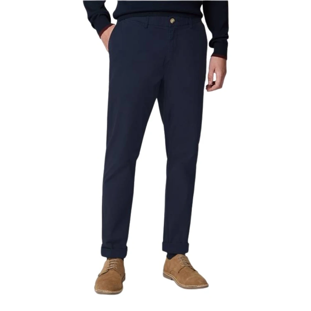 Ben Sherman Skinny Stretch Chinos med Randig Kant Blue, Herr