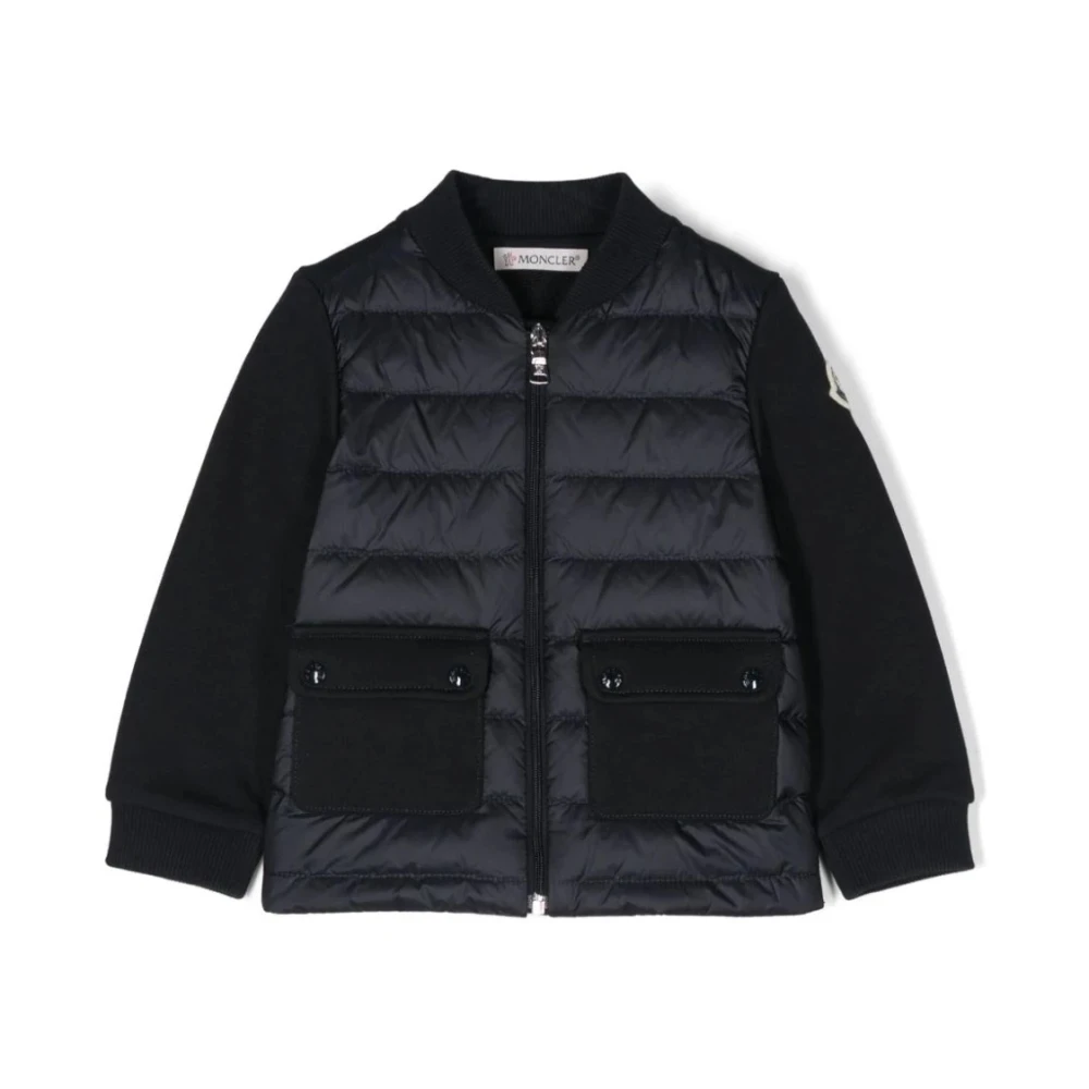 Moncler Barn Zip Up Kofta Stickat Blue, Pojke