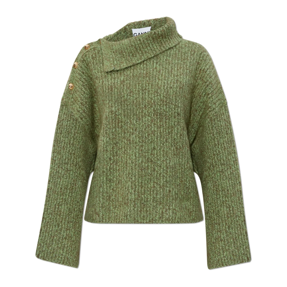 Ganni Donna Verde - Wool Turtleneck - Knitwear - L