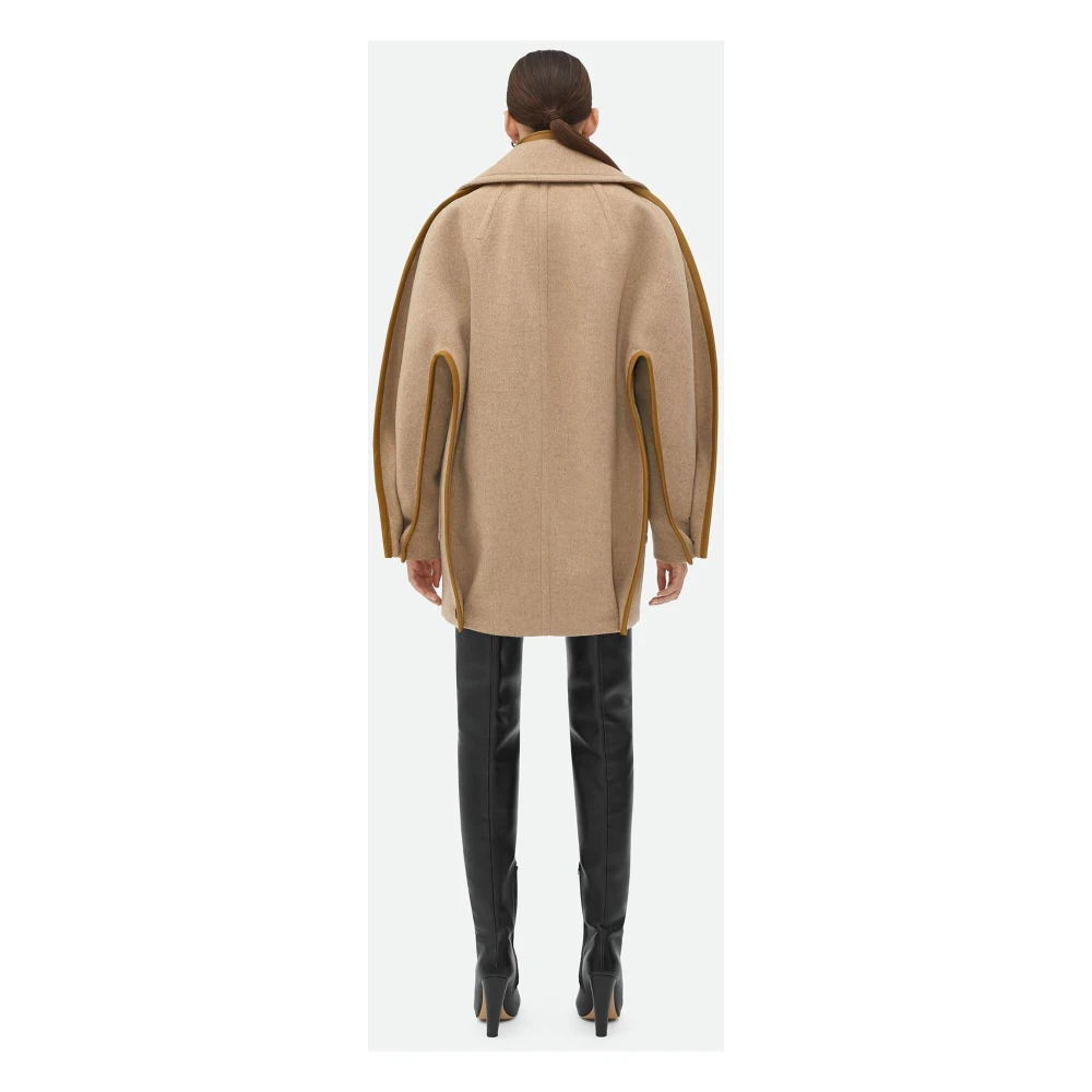 Bottega Veneta Beige Wol Double-Face Jas Beige Dames