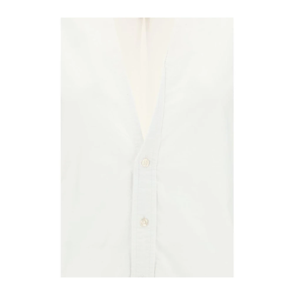 R13 Monochrome V-hals Geweven Shirt White Dames