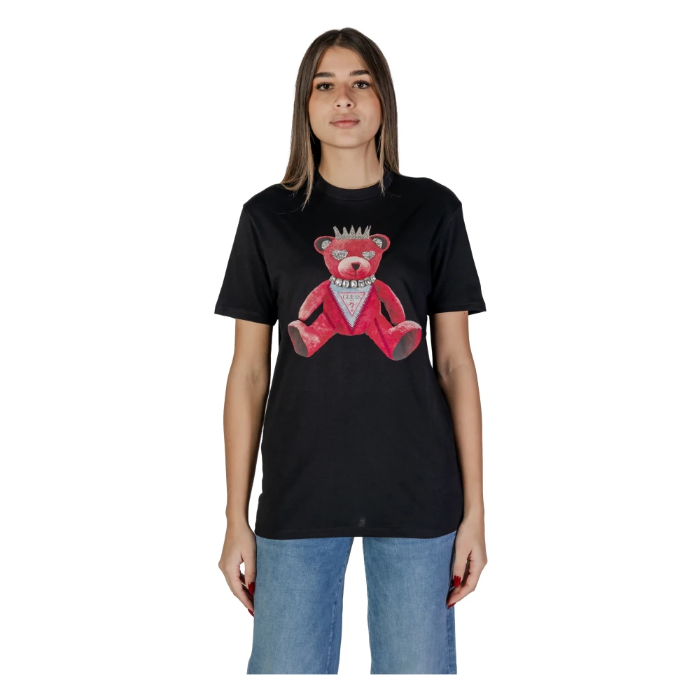 Guess Korte mouw katoenen T-shirt collectie Black Dames