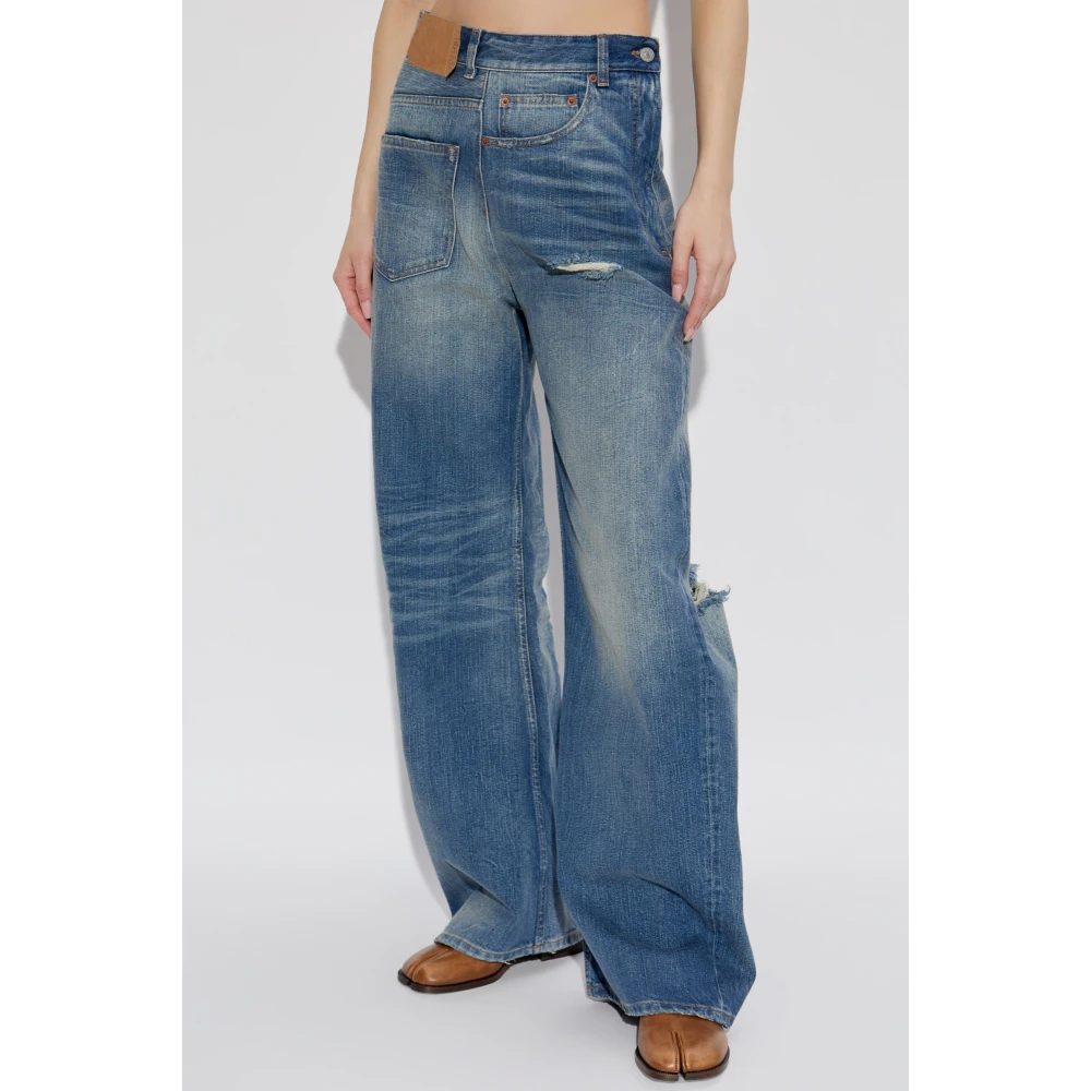 MM6 Maison Margiela Wijde broek Blue Dames