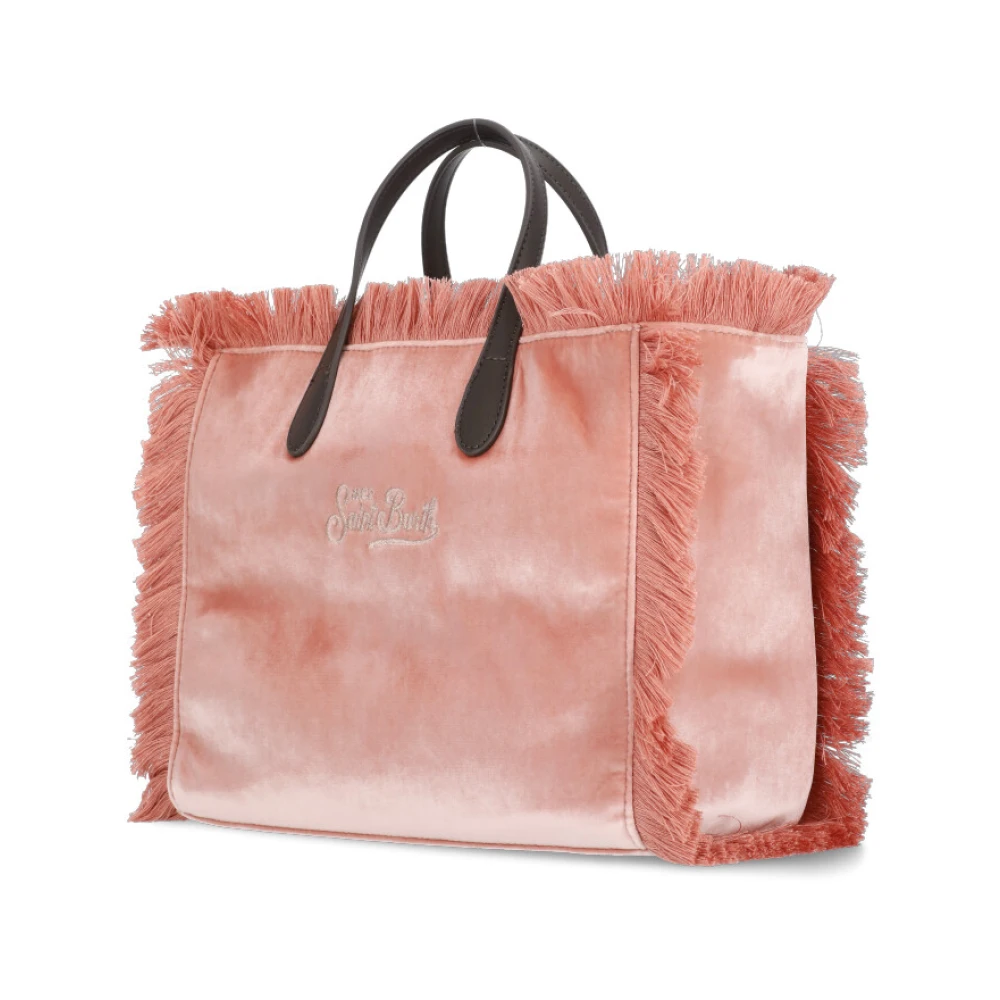 Saint Barth Roze Fluwelen Handtas met Franjes Pink Dames