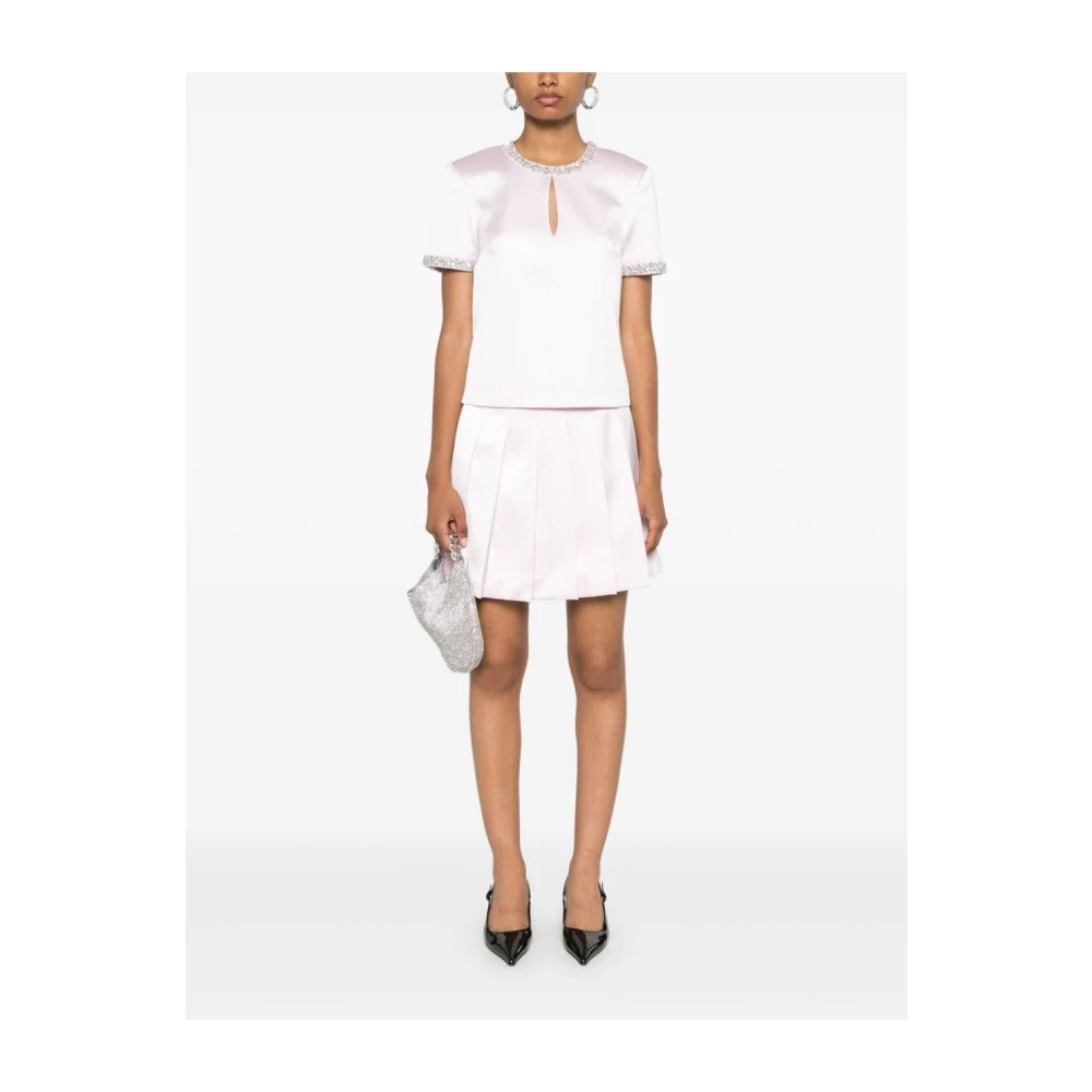 Self Portrait Geplooide Flare Rok Rosa Aw24 Pink Dames
