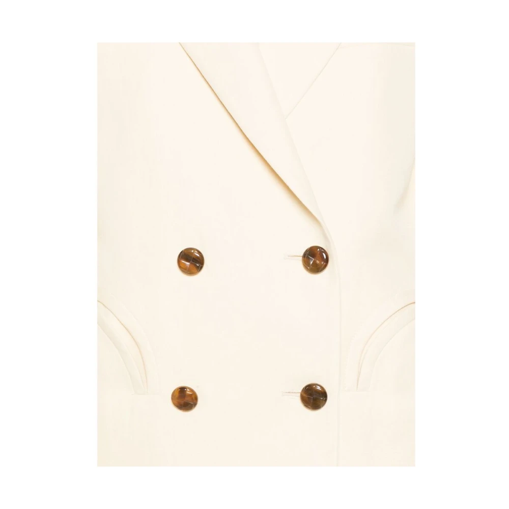 Blazé Milano Beige Double-Breasted Jas met Zakken Beige Dames