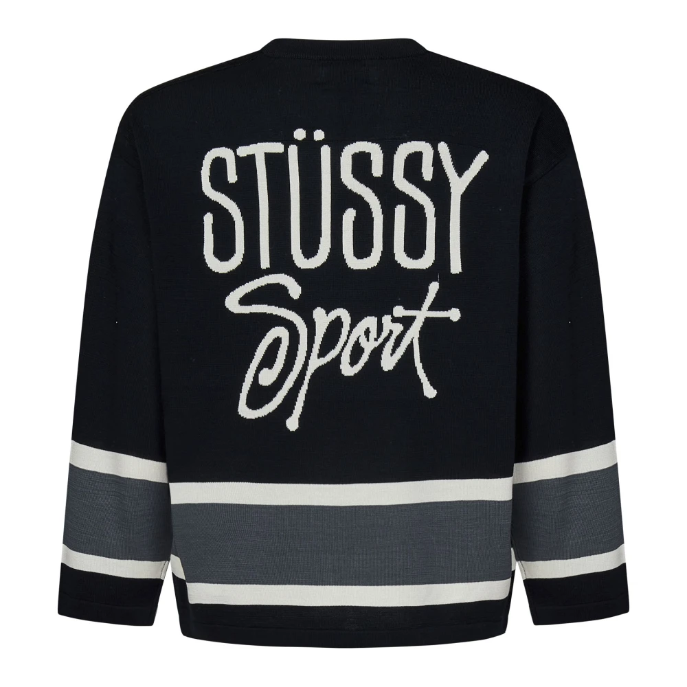Stüssy Zwarte Gebreide Hockeytrui Aw24 Black Heren