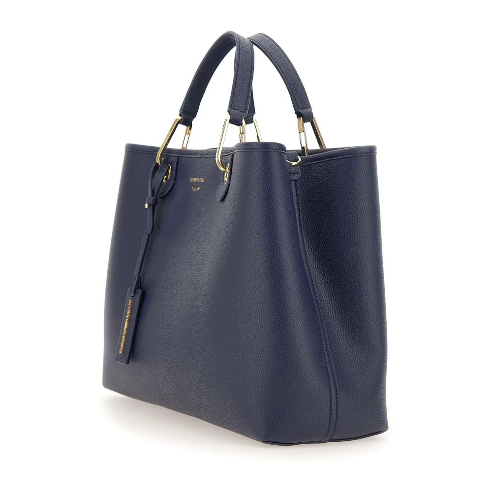 Emporio Armani Vegan Leren Handtas Blauw Hertenprint Blue Dames