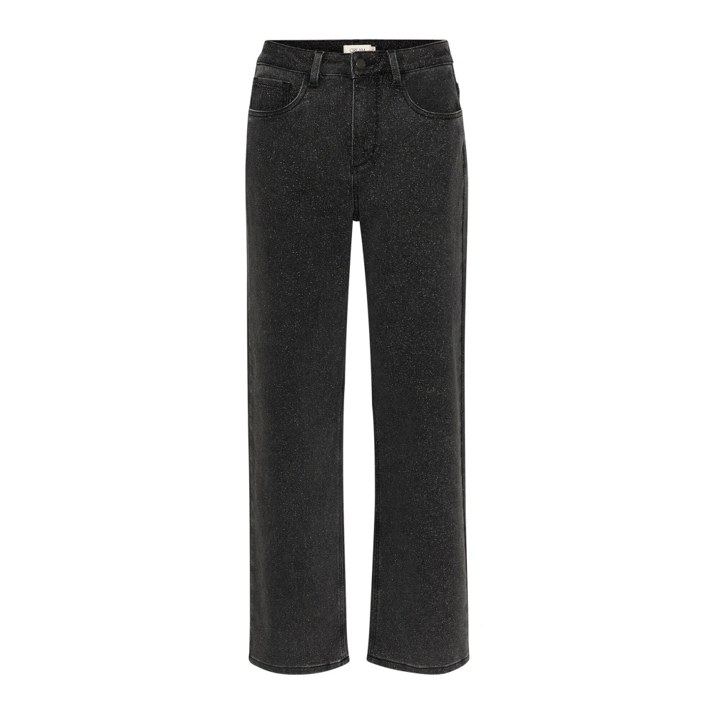 Cream Zwart Glitter Wijde Pijp Jeans Gray Dames