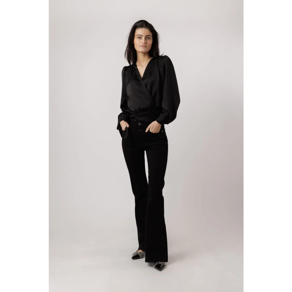 closed Donkergrijze Flared Jeans met 5-Pocket Stijl Black Dames