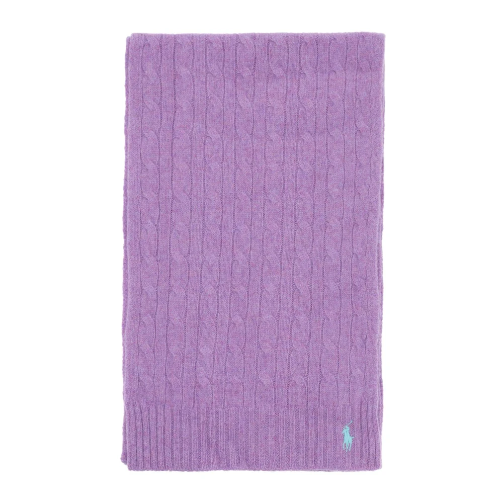 Polo Ralph Lauren Wollen en Kasjmier Kabelgebreide Sjaal Purple Dames