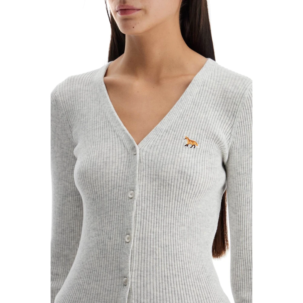 Maison Kitsuné Baby Fox Cardigan in Slim Fit Gray Dames
